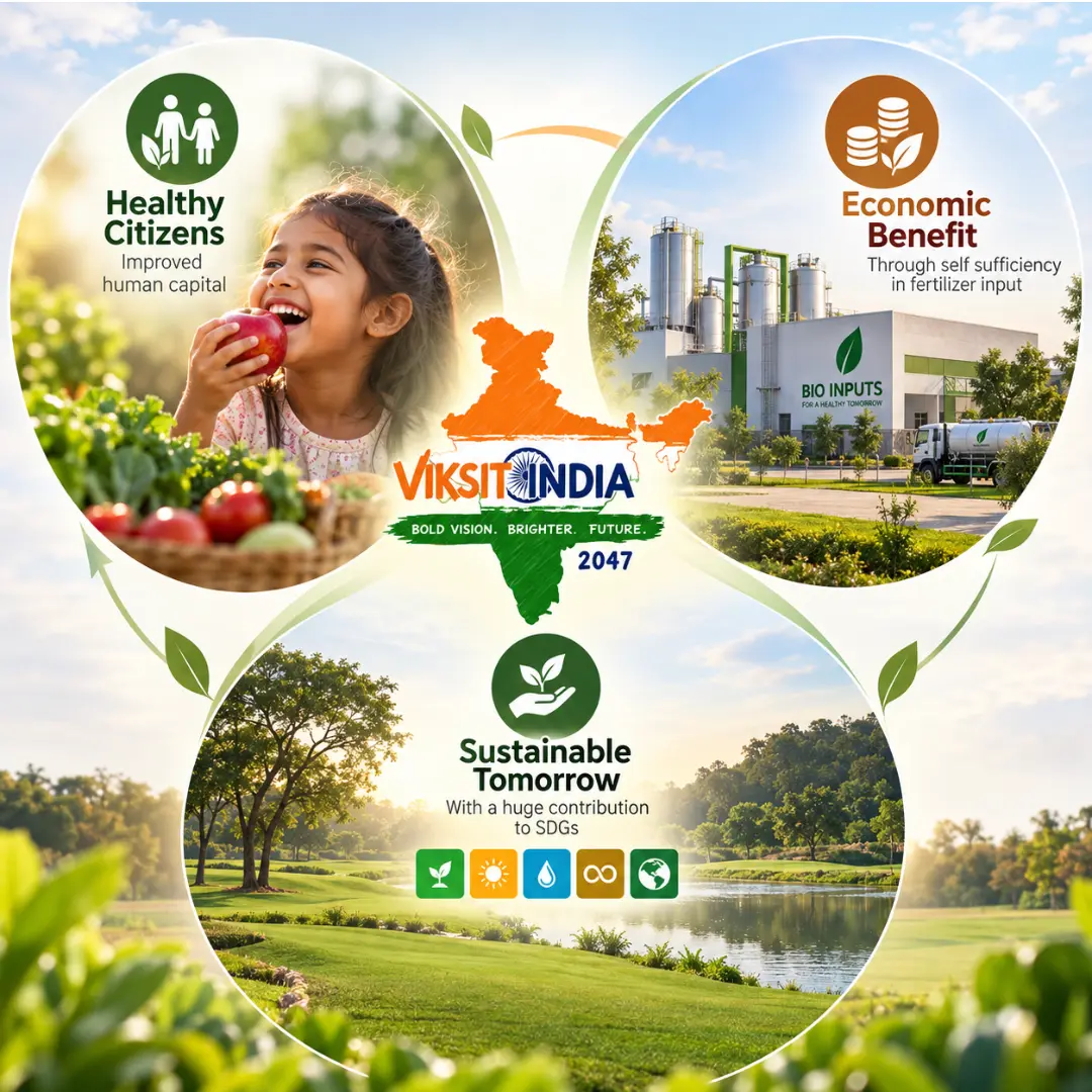 Viksit India 2047 — healthy citizens through improved human capital, economic benefit through self-sufficiency in fertilizer input, and a sustainable tomorrow with a huge contribution to SDGs