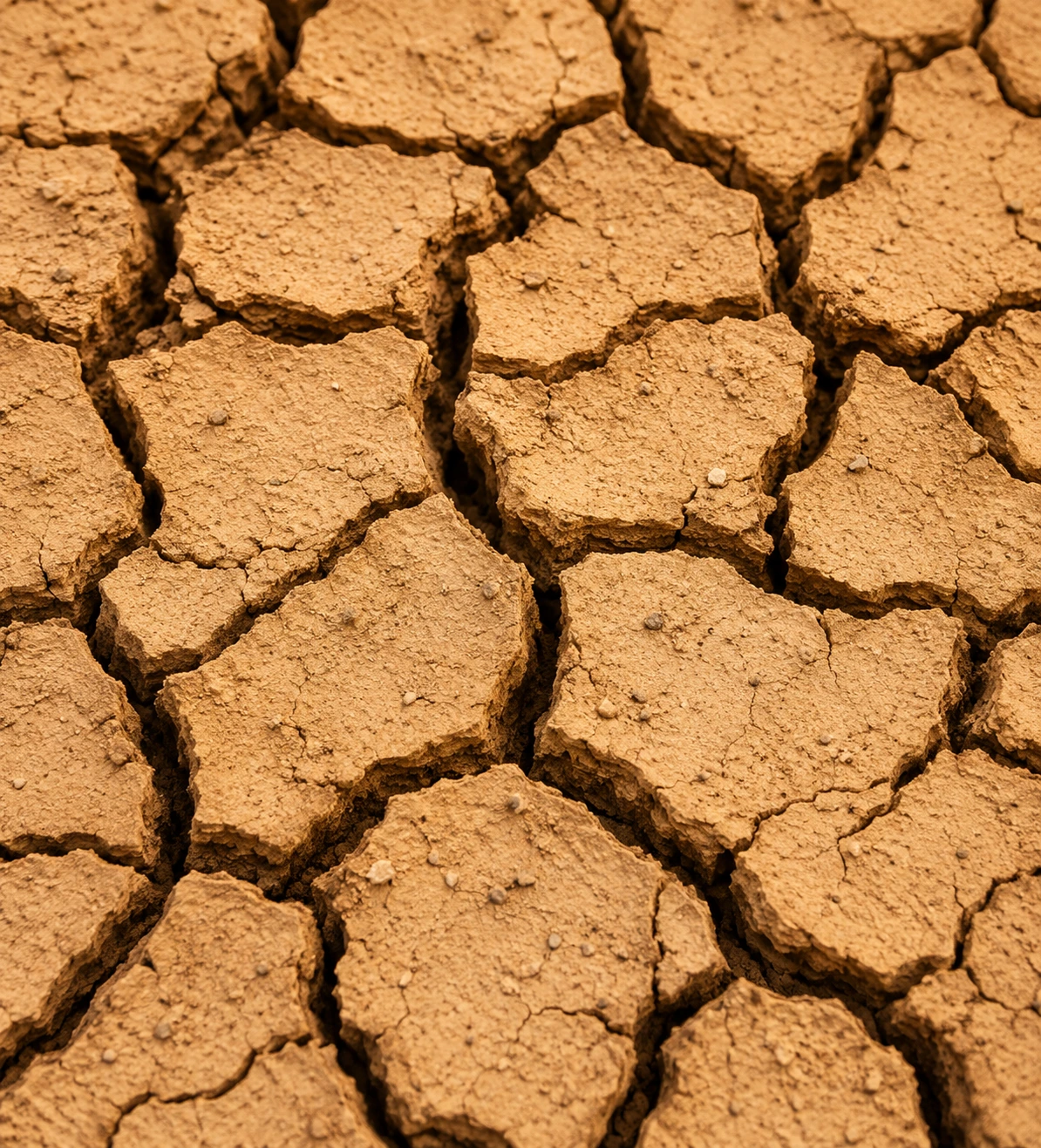 Dry, cracked soil depleted by chemical-intensive agriculture